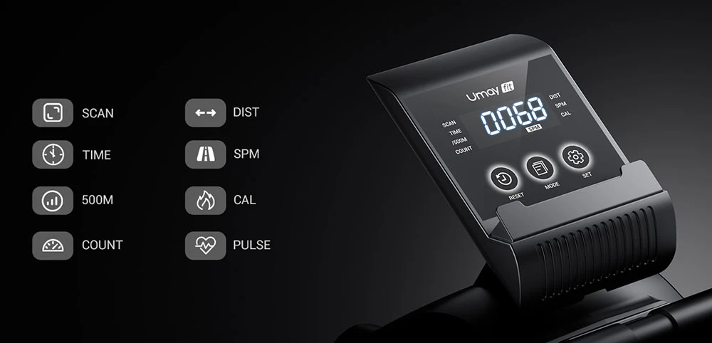 ROBORE UR30 Rower Machine, Rameur magnétique 16 niveaux, rail 126cm, silencieux, charge max 160kg