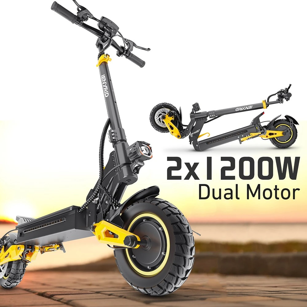 iENYRID ES1 Electric Scooter, 250W*2 Motor, 48V 20.8Ah Battery, 10 inch Off-Road Tires, 25km/h Max Speed, 60km Range, Dual Disc Brakes, Front & Rear Hydraulic Spring Suspension, Cruise Control
