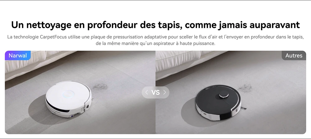 Narwal Freo Flow Aspirateur Robot et Serpillière, Aspiration 22 000Pa, Évitement d’Obstacles par IA à Double Caméra, Serpillière à Eau Chaude, Nettoyage des Tapis et Bords, Vidage Automatique, Sac à Poussière 2,5L, Commande Vocale - Blanc