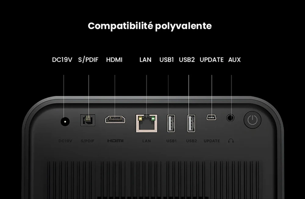 Ultimea Poseidon E100 Projecteur, 1800 ANSI, 1080P natif, décodage 4K, mise au point automatique et correction keystone 6D, image 3D active, Intervenants 10W*2, Google TV