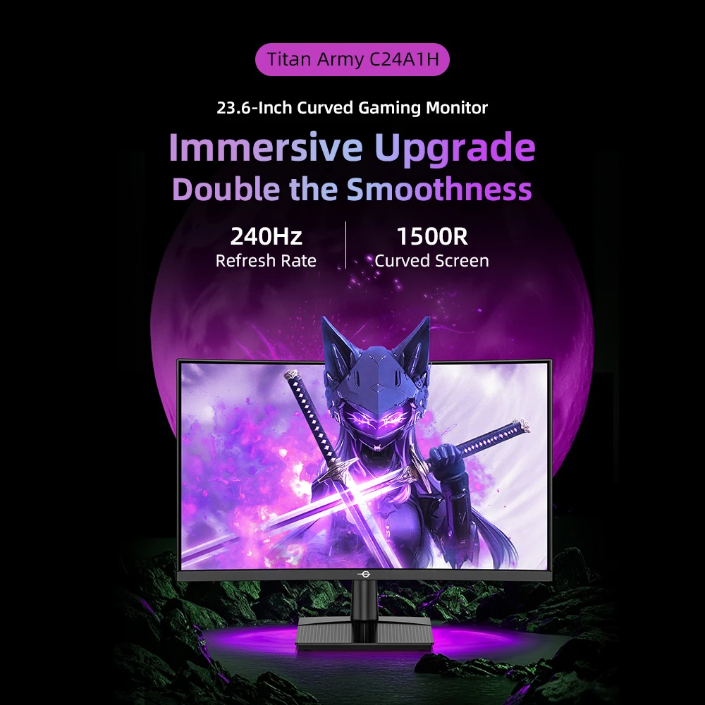 テレビ・映像機器 新品 Titan Army 23.6インチ 曲面ゲーミングモニター