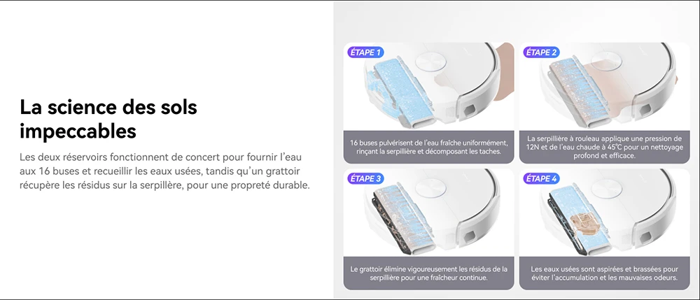 Narwal Freo Flow Aspirateur Robot et Serpillière, Aspiration 22 000Pa, Évitement d’Obstacles par IA à Double Caméra, Serpillière à Eau Chaude, Nettoyage des Tapis et Bords, Vidage Automatique, Sac à Poussière 2,5L, Commande Vocale - Blanc