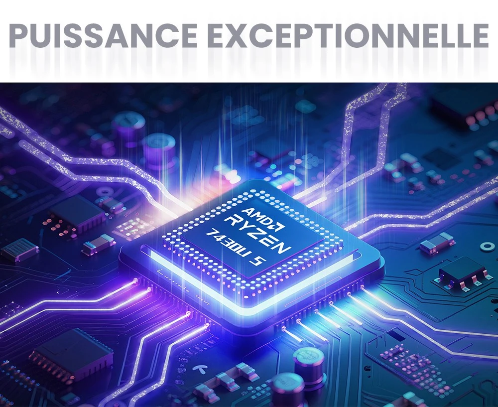 Ordinateur portable CHUWI CoreBook Plus, écran IPS 16 pouces 1920 x 1200, AMD Ryzen 5 7430U 6 cœurs cadencé à 4,3 GHz maximum, 16 Go de RAM, 512 Go de SSD, Wi-Fi 6, Bluetooth 5.2, 2 ports Type-C complets, 2 ports USB 3.2, 1 port USB 2.0, 1 emplacement pour carte TF, 1 port HDMI, 1 port RJ45, 1 port audio