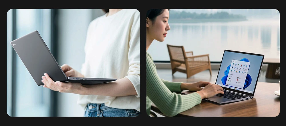 CHUWI CoreBook X Ordinateur portable, écran 14 pouces 2160 x 1440, processeur AMD Ryzen 5 7430U, 16 Go de RAM, SSD 512 Go, clavier rétroéclairé, 1 port Type-C complet, 2 ports USB 3.0, 1 port HDMI 1.4, 1 emplacement pour carte TF, 1 prise casque