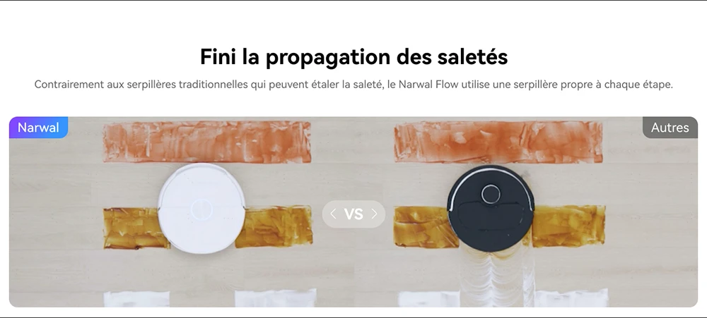 Narwal Freo Flow Aspirateur Robot et Serpillière, Aspiration 22 000Pa, Évitement d’Obstacles par IA à Double Caméra, Serpillière à Eau Chaude, Nettoyage des Tapis et Bords, Vidage Automatique, Sac à Poussière 2,5L, Commande Vocale - Blanc