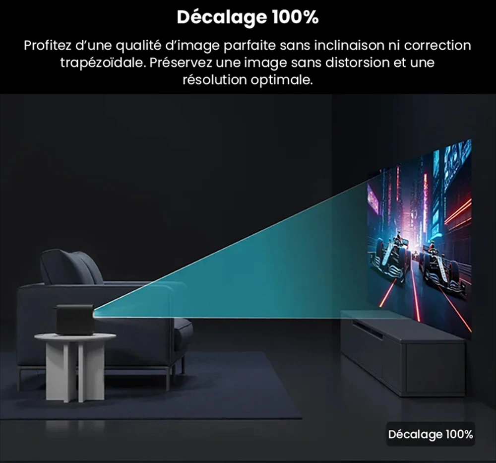 Ultimea Poseidon E100 Projecteur, 1800 ANSI, 1080P natif, décodage 4K, mise au point automatique et correction keystone 6D, image 3D active, Intervenants 10W*2, Google TV