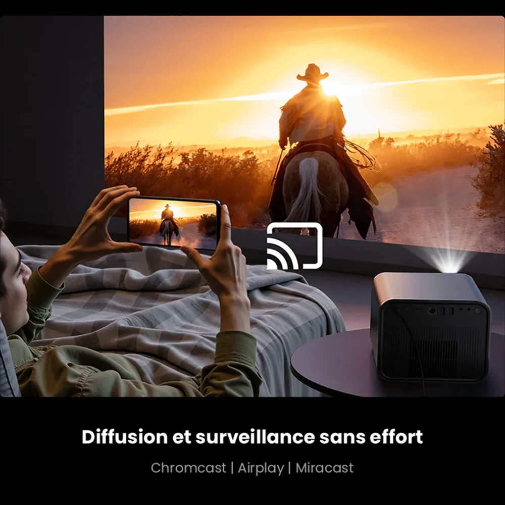 Ultimea Poseidon E100 Projecteur, 1800 ANSI, 1080P natif, décodage 4K, mise au point automatique et correction keystone 6D, image 3D active, Intervenants 10W*2, Google TV