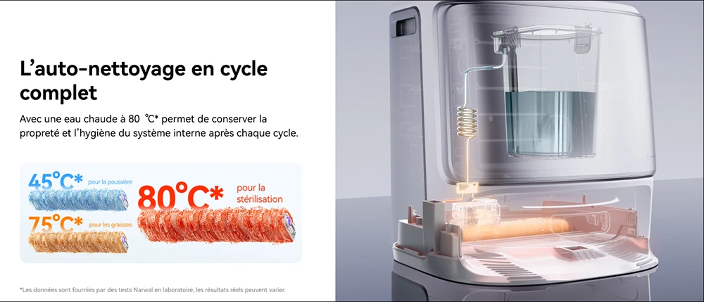 Narwal Freo Flow Aspirateur Robot et Serpillière, Aspiration 22 000Pa, Évitement d’Obstacles par IA à Double Caméra, Serpillière à Eau Chaude, Nettoyage des Tapis et Bords, Vidage Automatique, Sac à Poussière 2,5L, Commande Vocale - Blanc