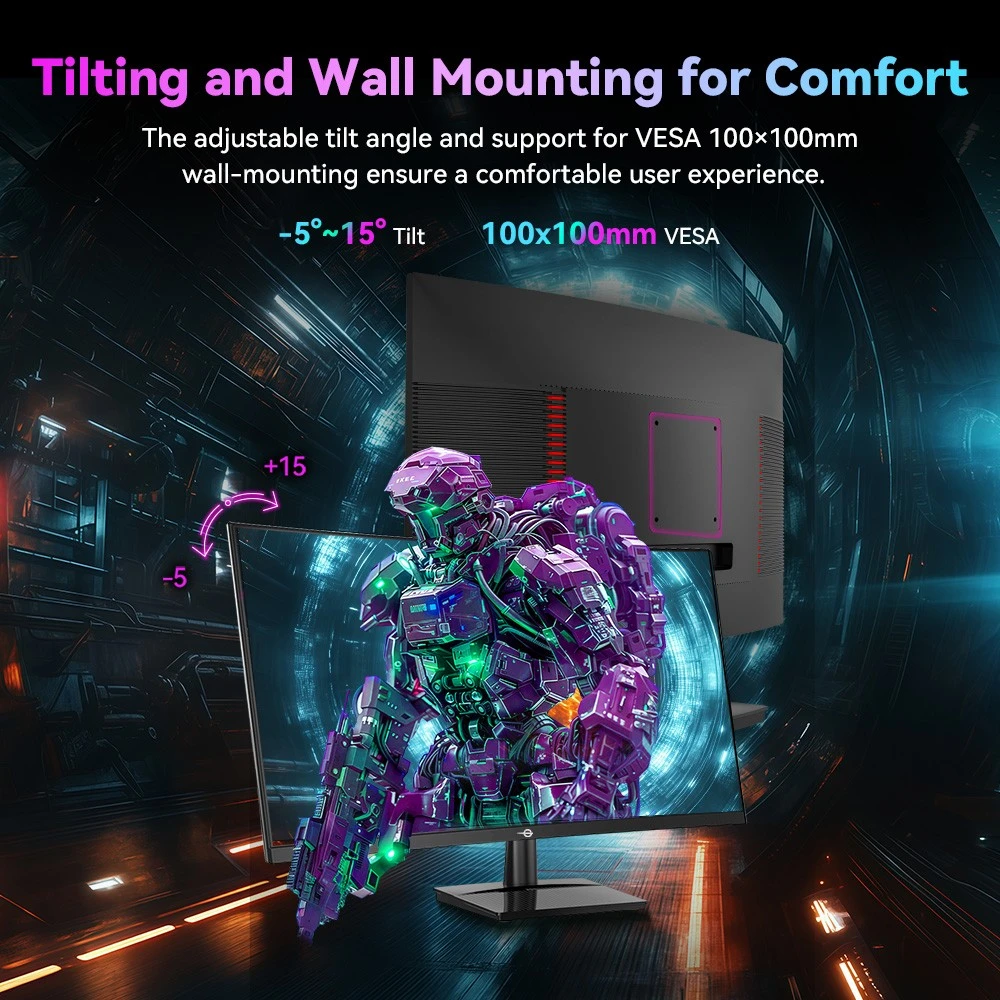 TITAN ARMY C27A1H Écran gaming, écran VA incurvé 27 pouces 1500R, résolution 1920 x 1080, taux de rafraîchissement de 300 Hz, temps de réponse à gris 1 ms, FreeSync, OD dynamique, 10 modes de scénario, 2 ports HDMI 2.0, 2 ports DP 1.4, 1 port audio