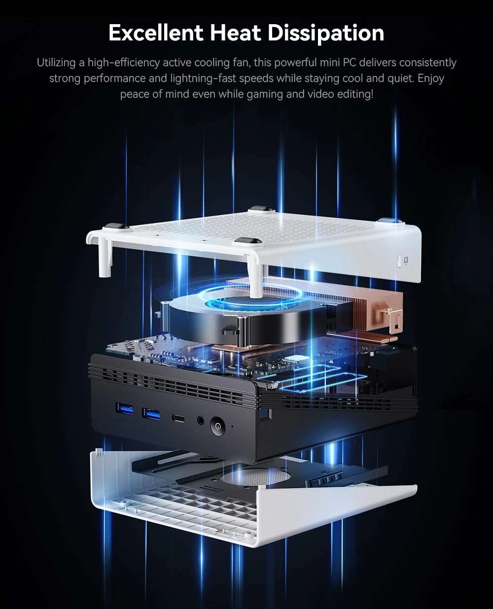 CHUWI UBox Mini PC, AMD Ryzen 5 7430U 6 Cores Max 4.3GHz, 16GB RAM 512GB SSD, Full-featured USB-C + HDMI + DP 4K Triple Display, WiFi 6 Bluetooth 5.2, 2*USB3.2, 2*USB2.0, 2*2.5G LAN, 1*Audio Jack
