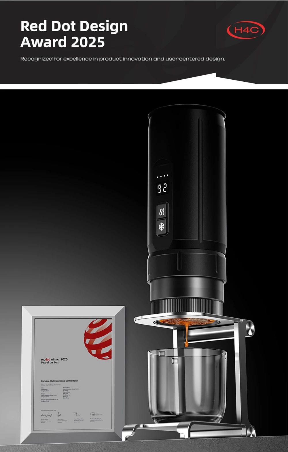 HiBREW H4C Ultra hordozható eszpresszófőző – Levehető akkumulátor