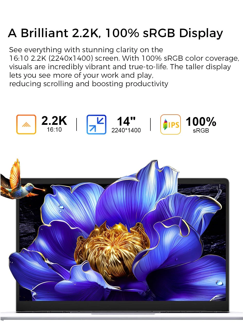 Ninkear S14 bärbar dator, 14-tums 2240*1400 skärm, AMD Ryzen 7535HS 6 kärnor max 4,55 GHz, 16 GB LPDDR5 RAM 1 TB SSD, WiFi6 Bluetooth 5.3, 5195 mAh batteri, 2*Type-C (fullfunktion), 1*Type-C (endast data), 1*USB 3.0, 1*HDMI-port, 1*1G LAN, 1*3,5 mm ljudanslutning