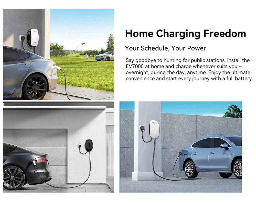 Chargeur mural intelligent Oscal EV7000 (prise UE) avec accès par carte RFID et contrôle par application, compact et puissant, plus rapide, plus intelligent et plus sûr - Blanc