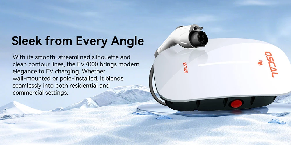 Chargeur mural intelligent Oscal EV7000 (prise UE) avec accès par carte RFID et contrôle par application, compact et puissant, plus rapide, plus intelligent et plus sûr - Blanc