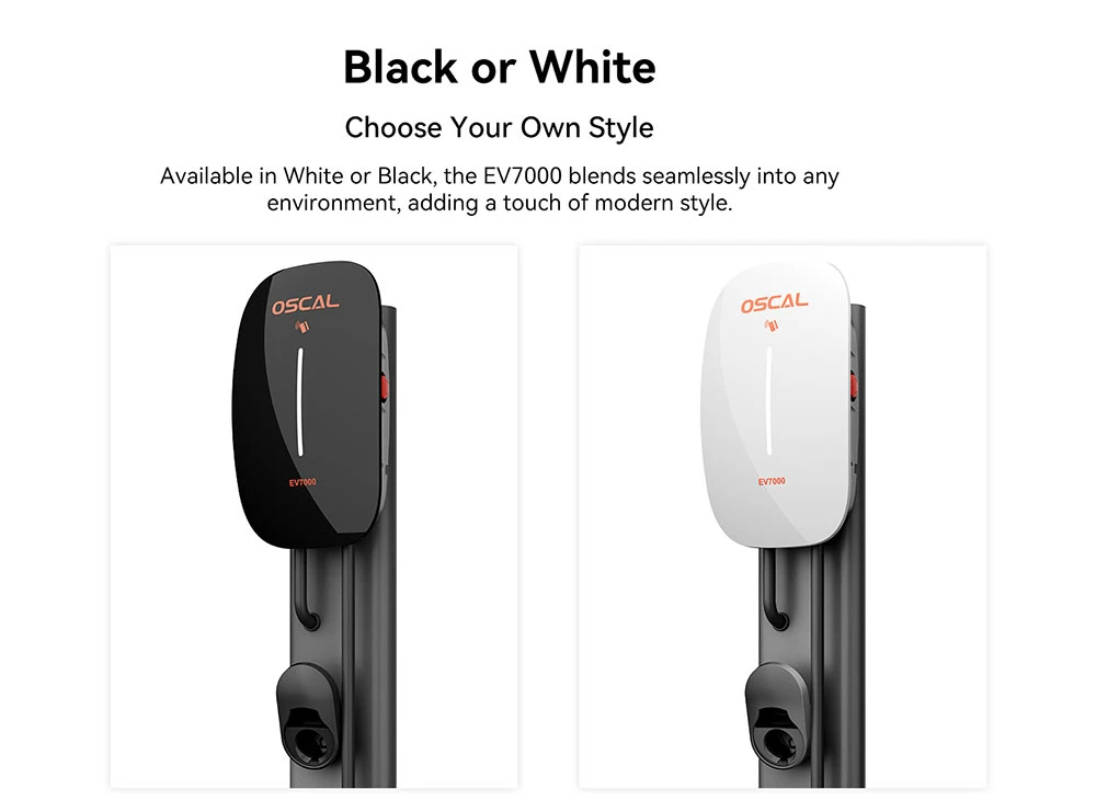 Chargeur mural intelligent Oscal EV7000 (prise UE) avec accès par carte RFID et contrôle par application, compact et puissant, plus rapide, plus intelligent et plus sûr - Blanc