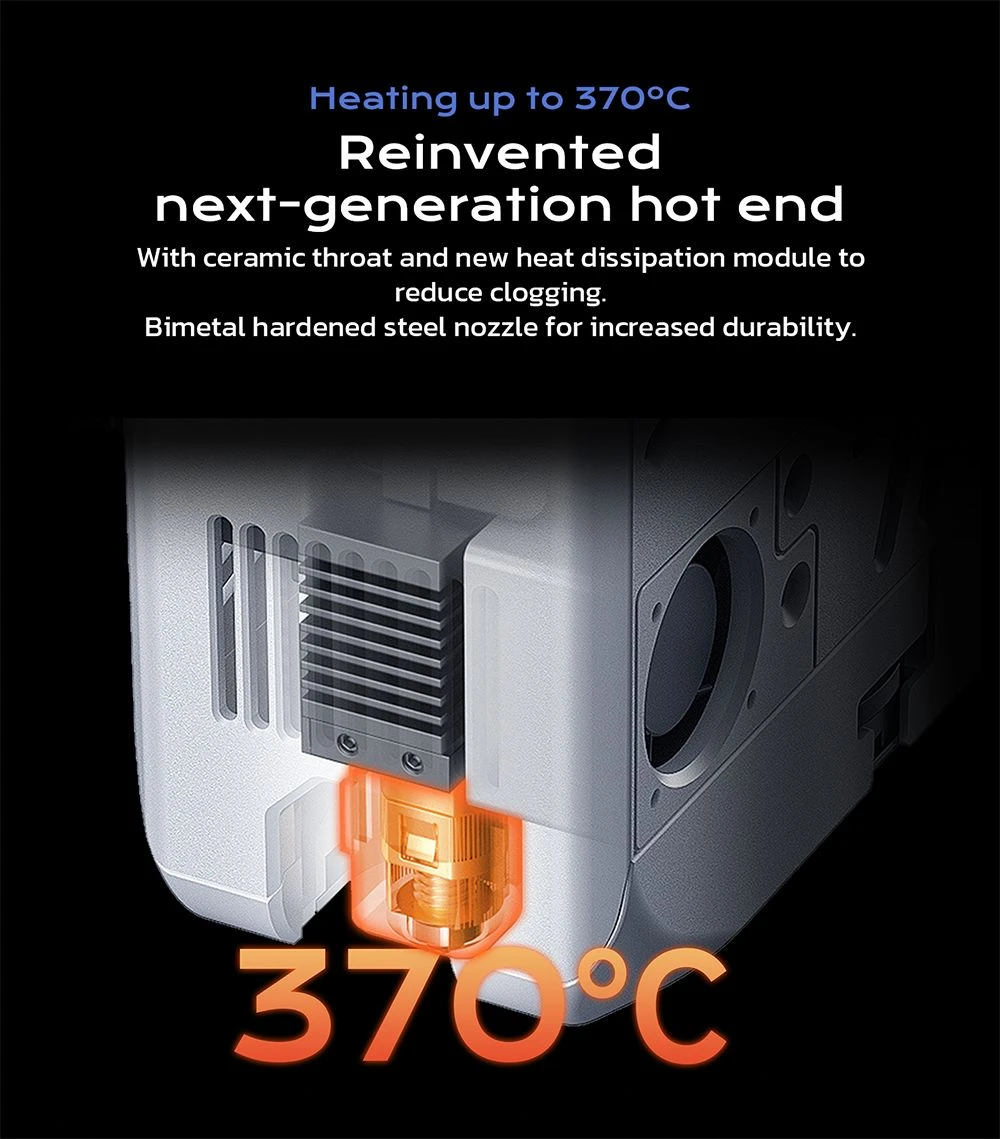 Imprimante 3D QIDI TECH Q2, haute vitesse 600 mm/s, tête chauffante 370 °C, chambre fermée 65 °C, mise à niveau automatique, caméra IA, grand volume de fabrication 270 × 270 × 256 mm, compatible PLA/ABS/PETG/TPU et matériaux avancés