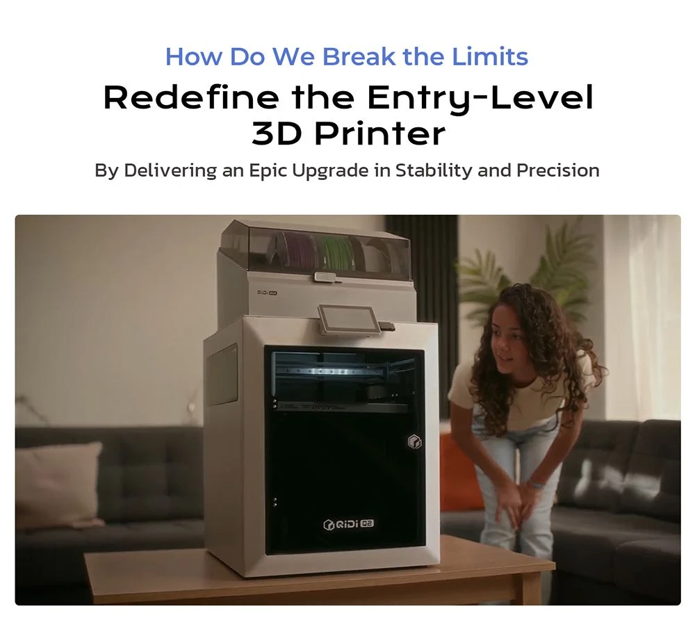 Imprimante 3D QIDI TECH Q2, haute vitesse 600 mm/s, tête chauffante 370 °C, chambre fermée 65 °C, mise à niveau automatique, caméra IA, grand volume de fabrication 270 × 270 × 256 mm, compatible PLA/ABS/PETG/TPU et matériaux avancés