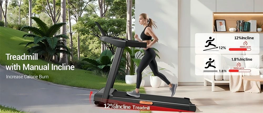 Geekbuying 健康週 - 運動與生活方式 14 ROBORE SF20 跑步機,12% 傾斜度,12 公里/小時電動跑步機,家用可折疊跑步機,3,0 馬力電機和 LED 顯示屏,最大承重 136 公斤