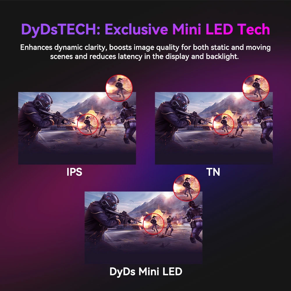 TITAN ARMY P275MV PLUS Gaming Monitor, 27 inch Fast IPS Screen, 3840*2160@160Hz & 1920*1080@320Hz, HDR1000, DyDs Mini LED, 1ms GTG Response Time, FreeSync, FPS/RTS Gaming Mode, 2*USB-A, 1*USB-B, 1*Type-C, 2*HDMI2.1, 1*DP1.4, 1*Audio