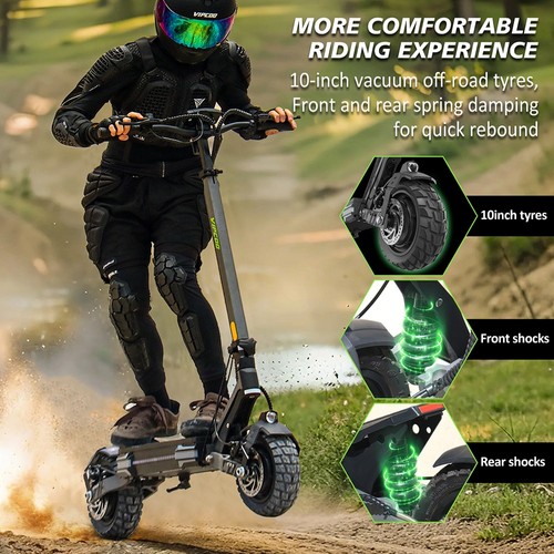 Vipcoo VS6 Pro Electric Scooter, 1200W*2 Motor, 52V 20.8Ah Battery, 10 inch Tires, 25km/h Max Speed, 65km Range, Front & Rear Mechanical Disc Brakes, Front & Rear Shock Absorption, LED Display, NFC Unlock