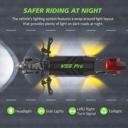 Vipcoo VS6 Pro Electric Scooter, 1200W*2 Motor, 52V 20.8Ah Battery, 10 inch Tires, 25km/h Max Speed, 65km Range, Front & Rear Mechanical Disc Brakes, Front & Rear Shock Absorption, LED Display, NFC Unlock