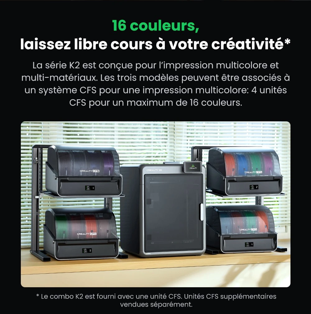 Creality K2 Combo Imprimante 3D, système CFS, 260*260*260mm