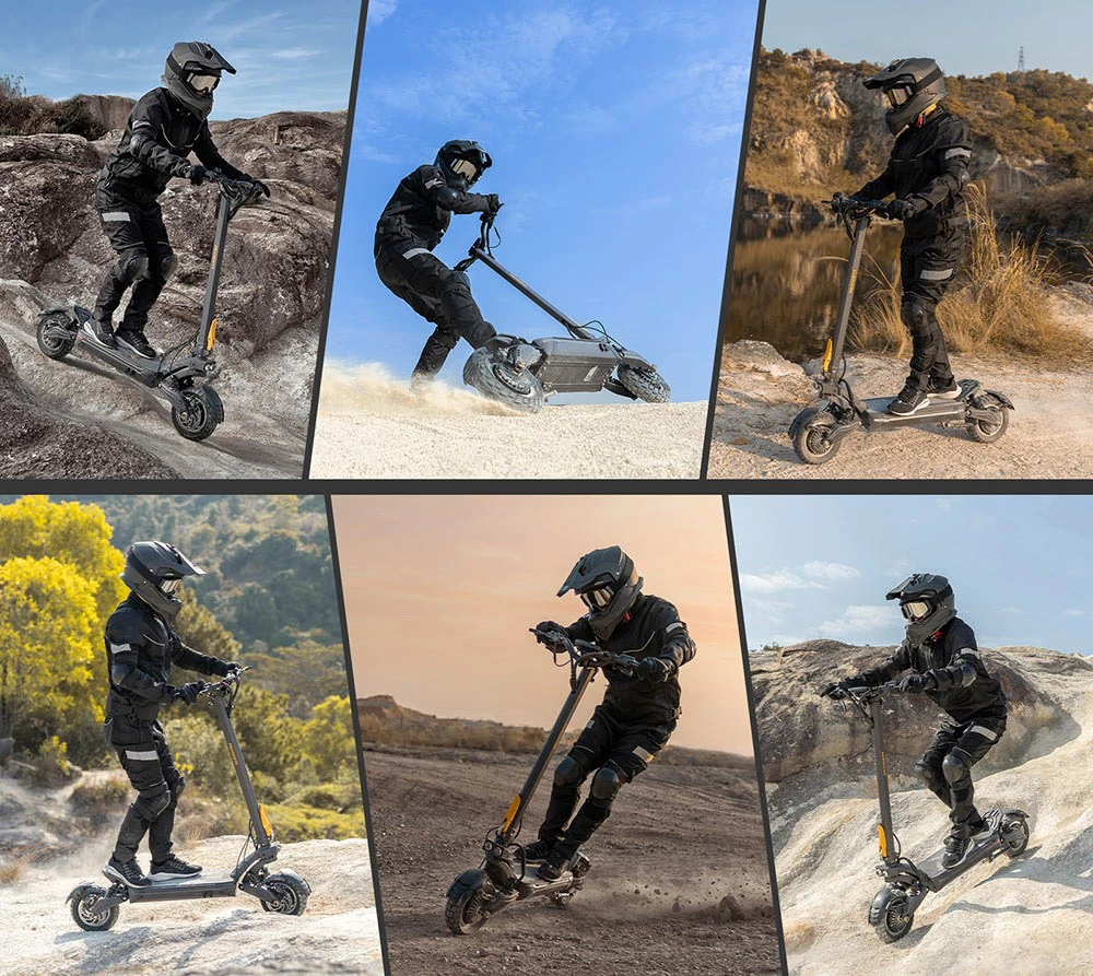 Trottinette électrique Ausom F1 Max, moteur 2 x 1 400 W, batterie 60 V 20,8 Ah, pneus 10 pouces, vitesse maximale 72 km/h, autonomie maximale 100 km, freins à disque hydrauliques avant et arrière, verrouillage NFC et par code