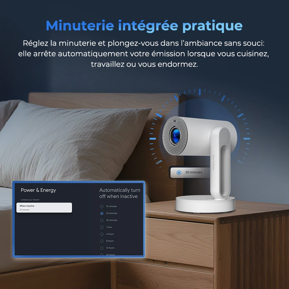 ETOE Starfish Plus Projecteur, Google TV intégré, rotation à 140°, 1080p natif, 300 ANSI, décodage 4K, veilleuse tactile, correction automatique du trapèze et mise au point automatique