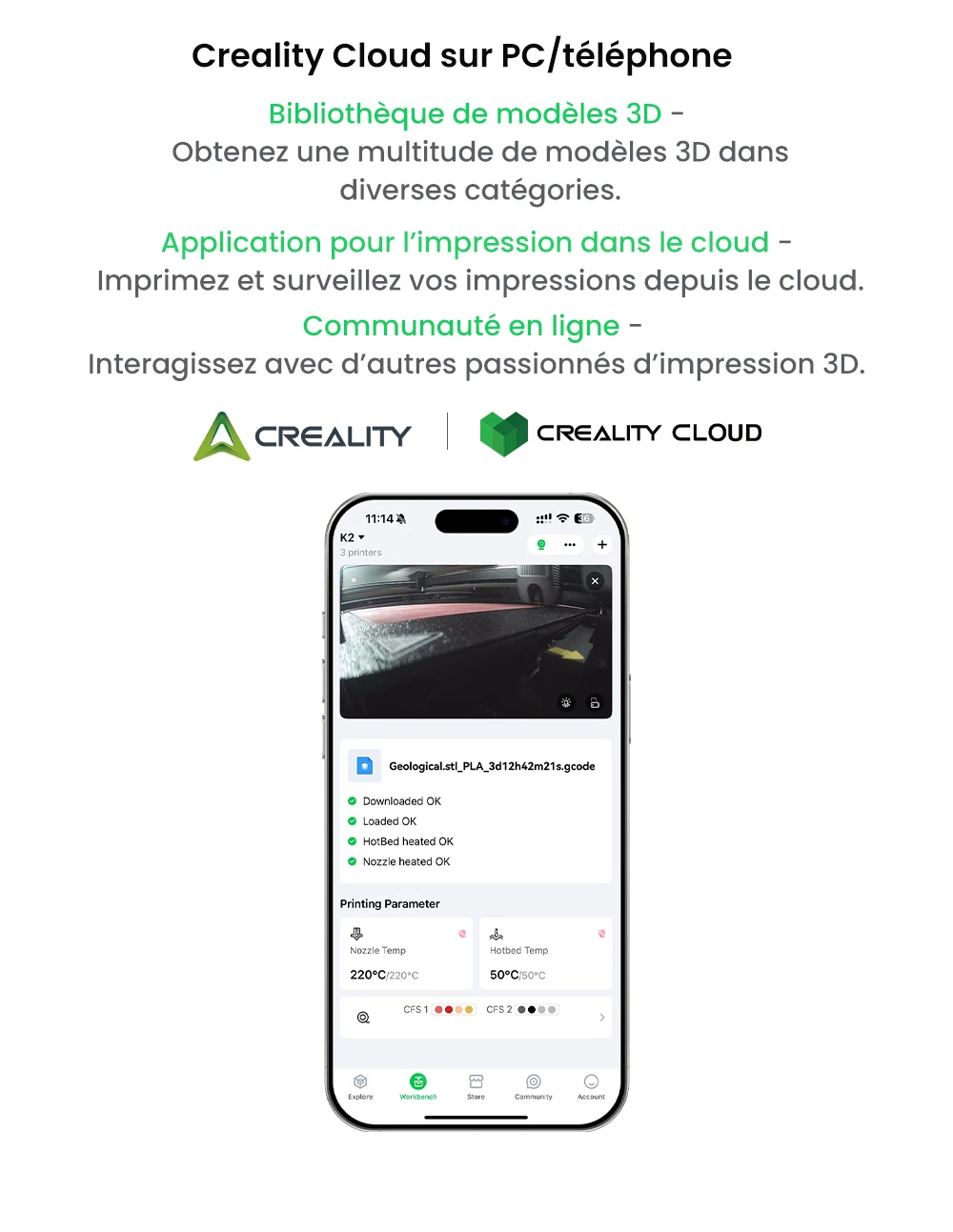 Creality K2 Combo Imprimante 3D, système CFS, 260*260*260mm