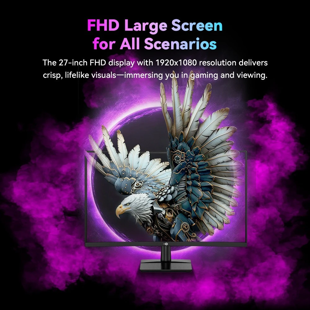 TITAN ARMY C27A1H Écran gaming, écran VA incurvé 27 pouces 1500R, résolution 1920 x 1080, taux de rafraîchissement de 300 Hz, temps de réponse à gris 1 ms, FreeSync, OD dynamique, 10 modes de scénario, 2 ports HDMI 2.0, 2 ports DP 1.4, 1 port audio