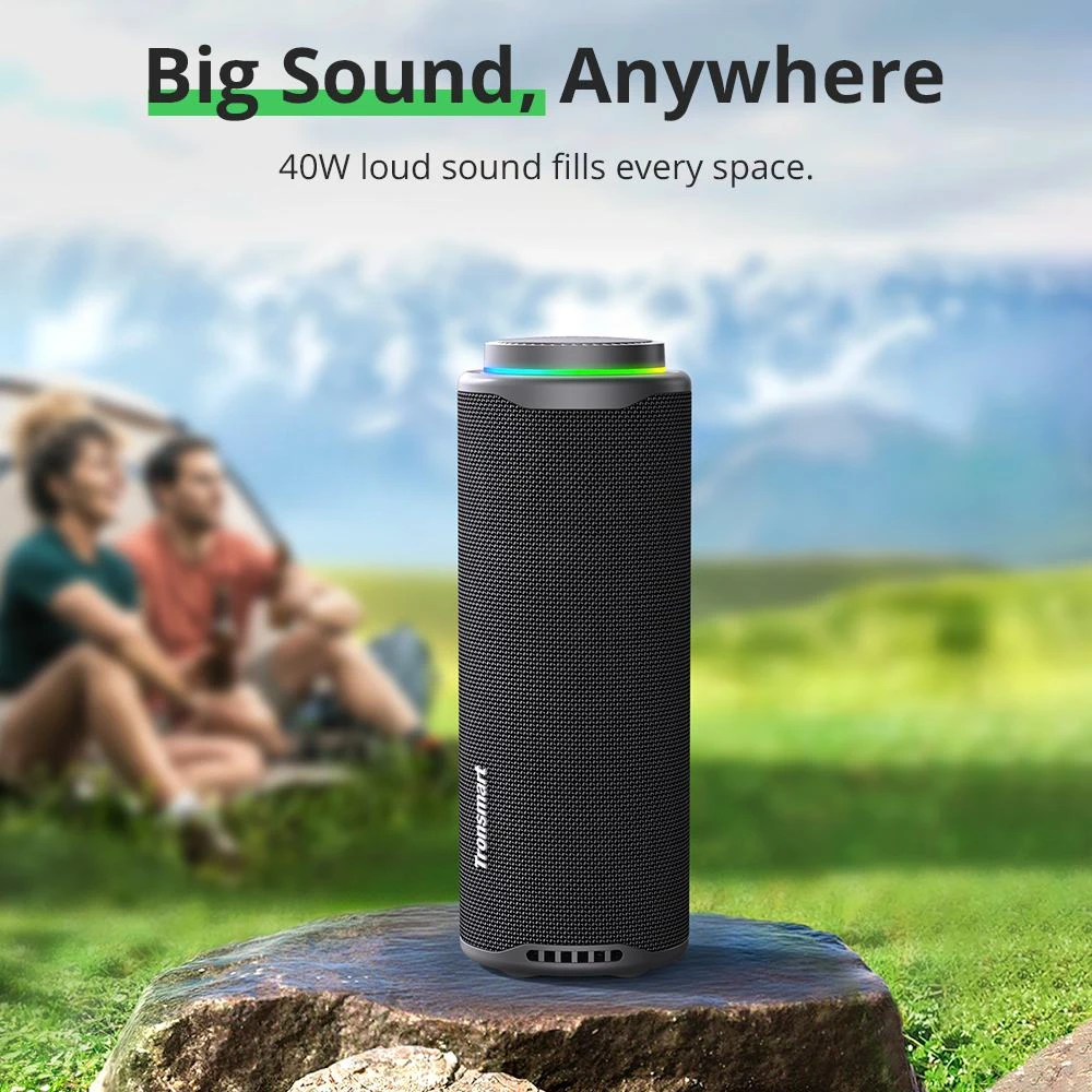 Tronsmart T8 Portable Outdoor Speaker, 40W Power, 18 Hours Playtime - Black