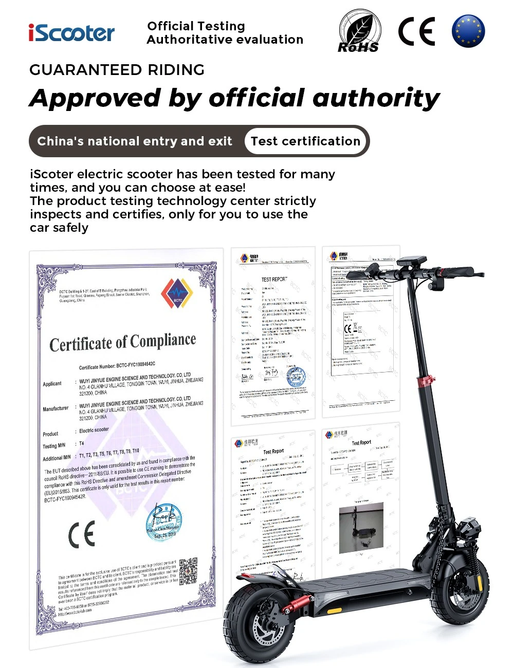 iScooter iX4 10-inch Electric Scooter 800W Motor max speed 45km/h 48V 15Ah Battery up to 40-45km Range App Control, Body Warning Light