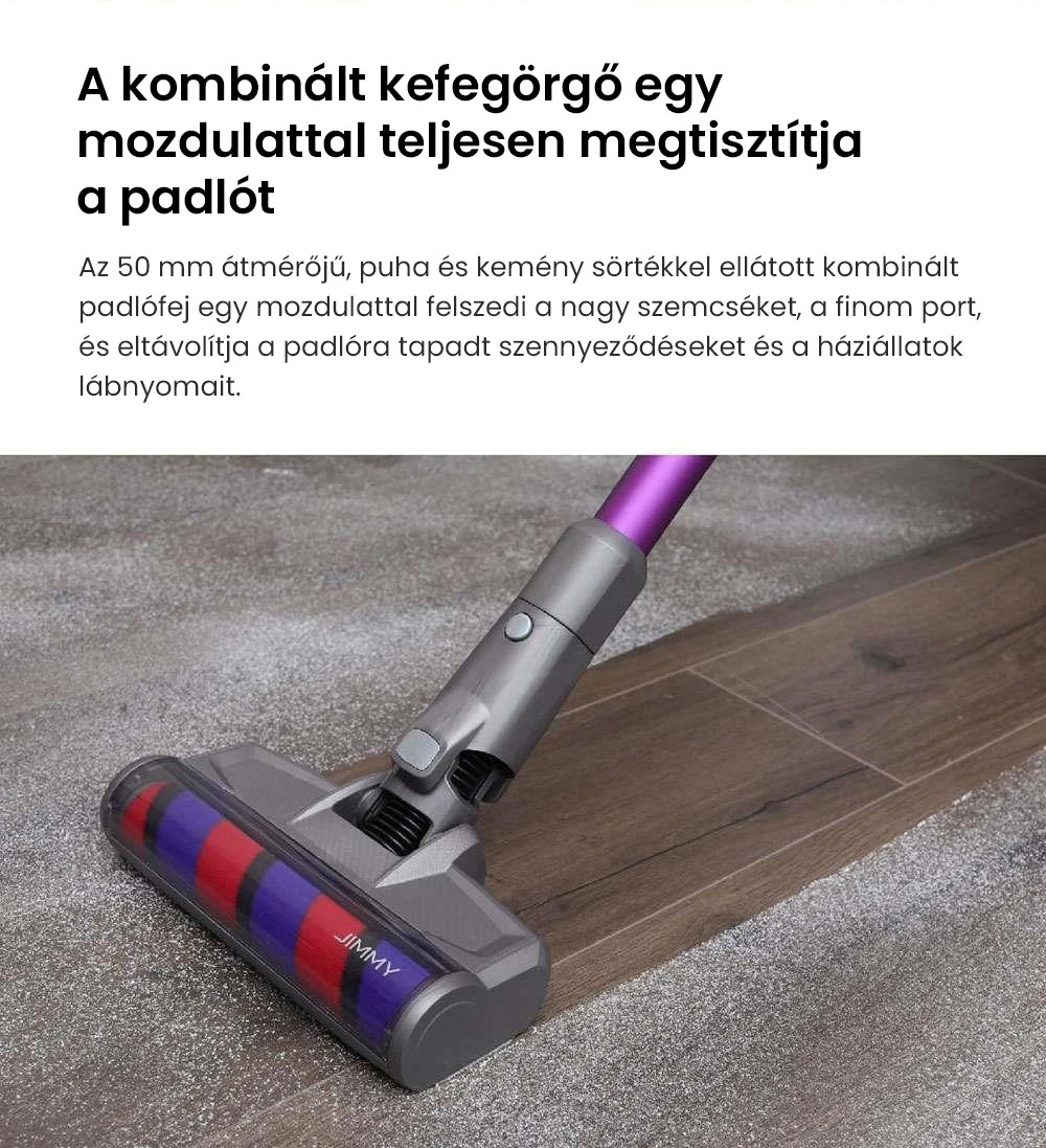 A JIMMY JV85 Pro kombinált és szőnyegtisztító kefefej görgői.
