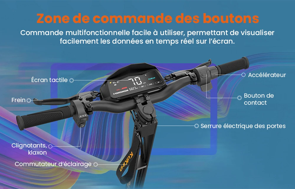 KuKirin G4 Trottinette électrique, moteur 2 x 1 000 W, batterie 60 V 20 Ah, pneus 11 pouces, vitesse maximale 70 km/h, autonomie 75 km, freins à disque avant et arrière, amortisseur à quatre bras