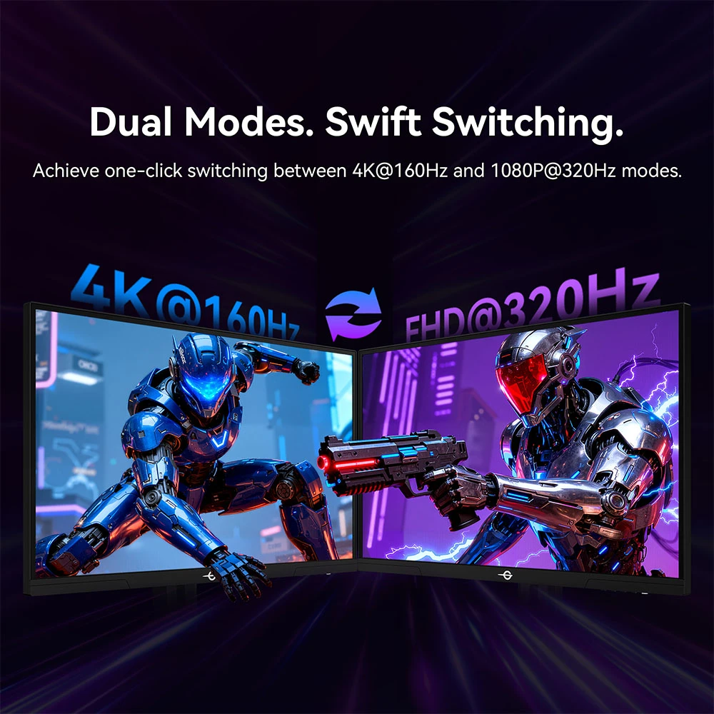 TITAN ARMY P2712V Gaming Monitor, 27 inch Fast IPS, 3840×2160@160Hz & 1920×1080@320Hz, HDR400, 12 Scenario Modes, Game Assist, 1ms GTG Response Time, Dynamic OD, RGB Gaming Lighting, Low Blue Light, 2*HDMI 2.1, 2*DP 1.4, 1*Audio