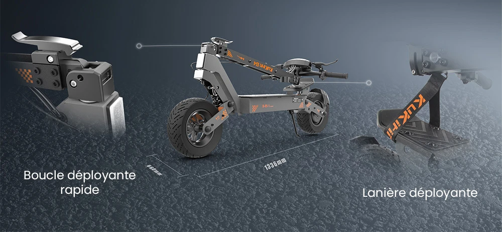 KuKirin G4 Trottinette électrique, moteur 2 x 1 000 W, batterie 60 V 20 Ah, pneus 11 pouces, vitesse maximale 70 km/h, autonomie 75 km, freins à disque avant et arrière, amortisseur à quatre bras