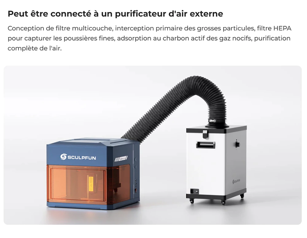 SCULPFUN iCube Ultra Dual 12W + 1.2W Graveur Laser Précis – Spot 0.08/0.03 mm, Filtre à Fumée et Éclairage LED à 4 Modes, Zone de Travail 150x135mm