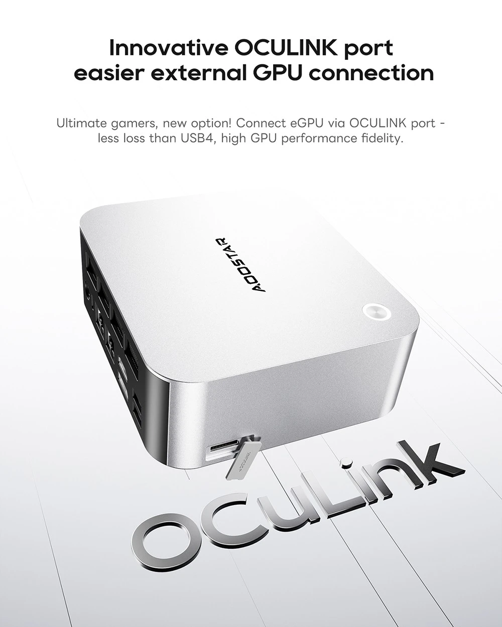 AOOSTAR MACO Mini PC, AMD Ryzen 7 H255 8 Cores Max 4.9GHz, 32GB DDR5 RAM 1TB SSD, 2*USB4 + HDMI + DP Quad Screen Display, WiFi 6, 2*USB3.2, 1*USB3.0, 1*USB2.0, 2*2.5G LAN, 1*OCuLink, Fingerprint Unlock - EU Plug