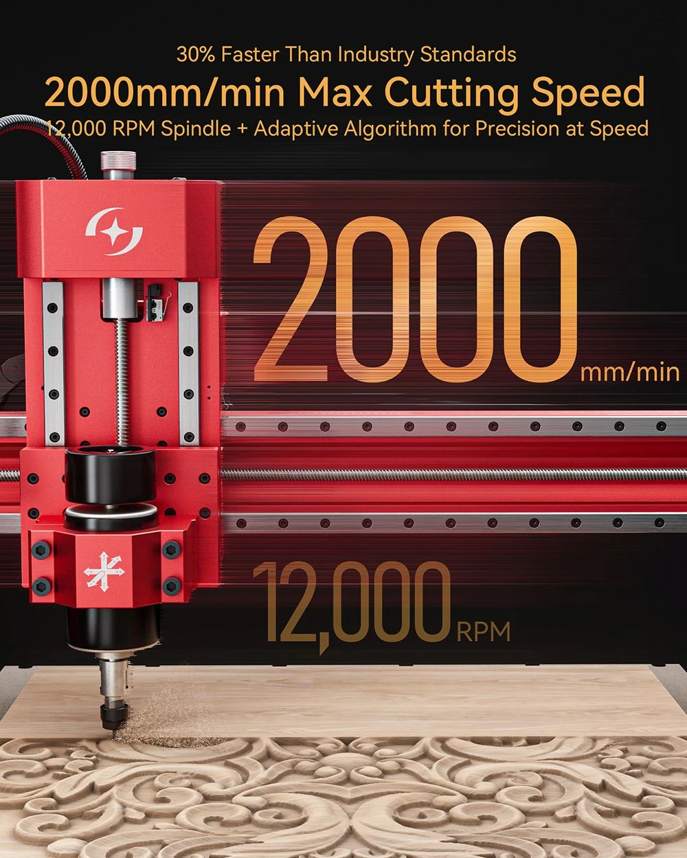 Routeur CNC AtomStack C4 Pro, broche 200 W, commande intelligente 4 axes, précision 0,01 mm, vitesse 2 000 mm/min, 12 000 tr/min, zone de travail 420 x 420 mm, compatible métal/bois/PCB