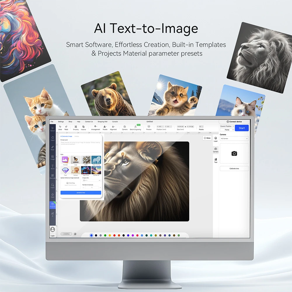 ATOMSTACK Swift 7W Laser Engraver, 10000mm/min Speed, 0.1mm Precision, 0.08x0.04mm Laser Spot, 300x300mm Working Area, Accessory Auto-Recognition, Compatible with Wood/Leather/Acrylic