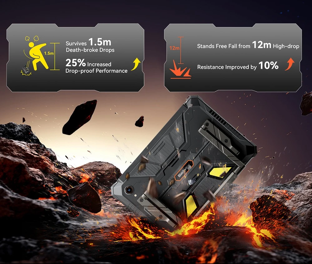 Blackview Active 12 Pro 5G Projector AI Rugged Tablet, 200lm 120 inch 1080P Projection, Android 15, 11 inch 1920*1200 IPS Screen, MT6878 8 Cores, 16GB + 32GB Expansion RAM 1TB ROM, 30000mAh Battery, 120W Fast Charging, 50MP+108MP Camera, WiFi 6E