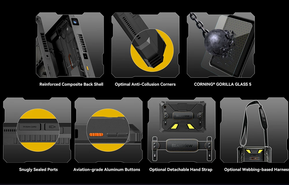 Blackview Active 12 Pro 5G Projector AI Rugged Tablet, 200lm 120 inch 1080P Projection, Android 15, 11 inch 1920*1200 IPS Screen, MT6878 8 Cores, 16GB + 32GB Expansion RAM 1TB ROM, 30000mAh Battery, 120W Fast Charging, 50MP+108MP Camera, WiFi 6E