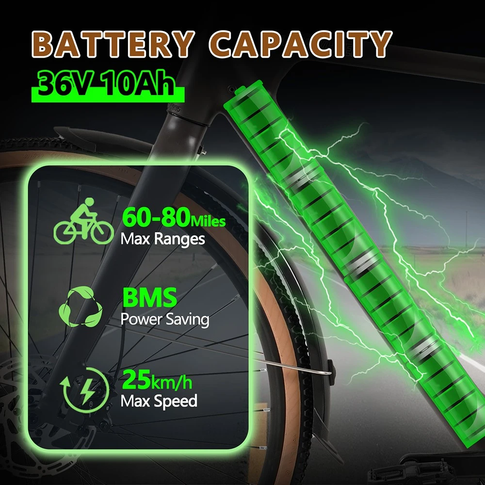 CMACEWHEEL F700-1 Electric Bike, 250W Motor, 36V 10Ah Battery, 700*38C Tires, 25km/h Max Speed, 80km Range, Hydraulic Disc Brakes, Shimano 8-speed - Grey