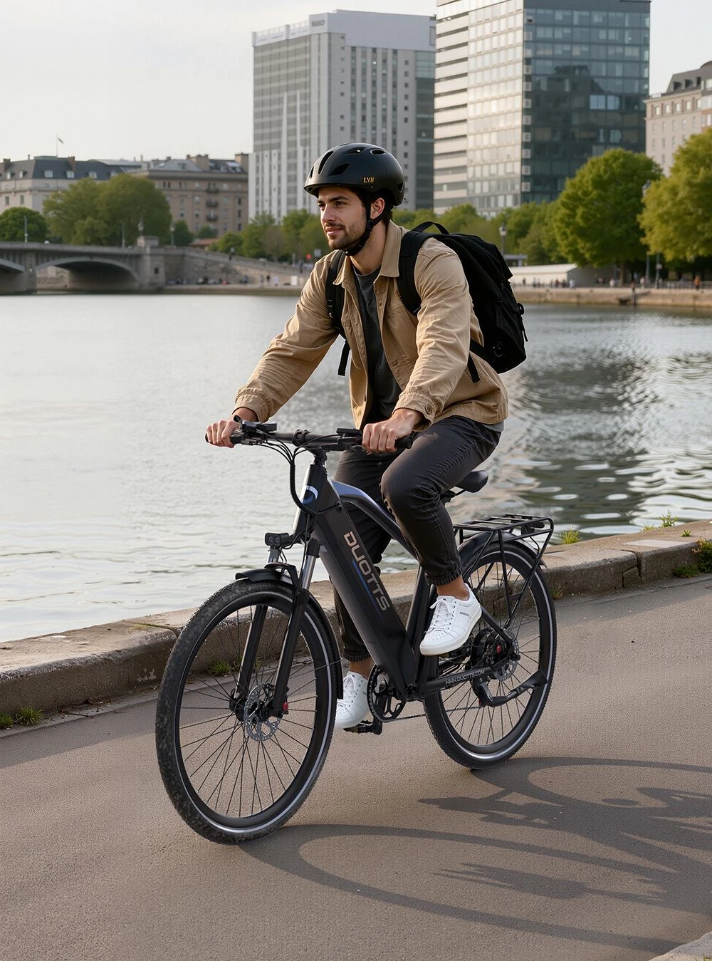 Bicicletă electrică DUOTTS C29 Max, motor de 250W, baterie de 48V 18Ah, anvelope de 29 inch, viteză maximă de 25km/h, autonomie de 120km, frâne hidraulice pe disc, suspensie furcă față, transmisie Shimano cu 7 viteze