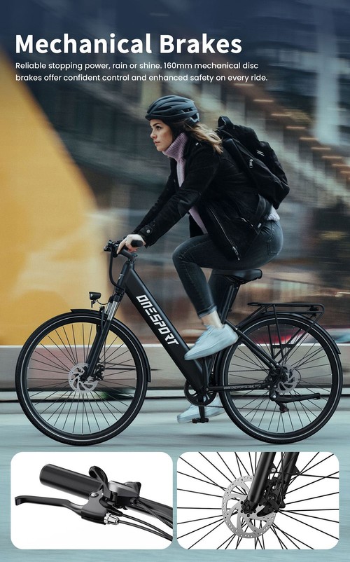 DUOTTS OT12 Electric Bike, 250W Motor, 36V 13Ah Battery, 27.5 inch Tires, 25km/h Max Speed, 65km Range, Front & Rear Mechanical Disc Brakes, Front Suspension Fork, Shimano 7-speed - Grey