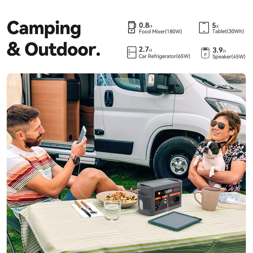 Centrale électrique portable Flashfish E103 300 W, batterie LiFePO4 179,2 Wh, recharge rapide CA, onduleur sinusoïdal pur, générateur solaire multi-sorties pour alimentation extérieure/camping/urgence