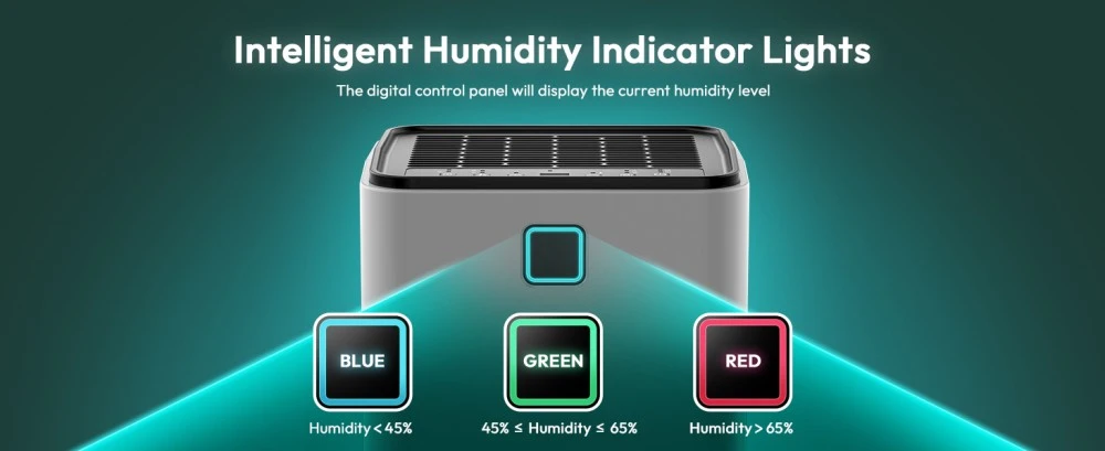 HUMILABS 12L Dehumidifier kijelzője és kezelőfelülete