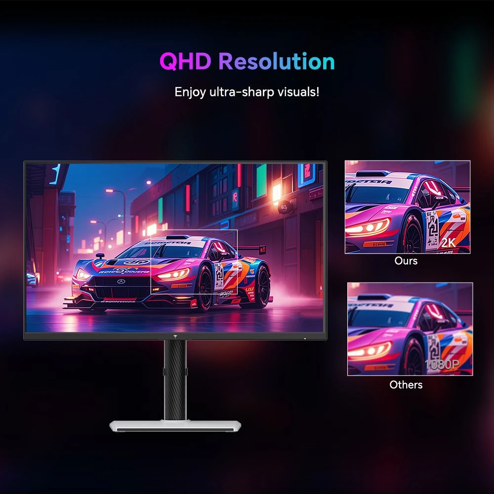 KTC H27T6 Gaming Monitor, 27 inch 2560*1440 Fast IPS Screen, 210Hz Refresh Rate, 1ms GTG Response Time, HDR400, FreeSync & / G-Sync, Low Blue Light & Flicker-Free, Built-in Dual 2W Speakers, Flexible Stand & 100x100mm VESA Mount Supported
