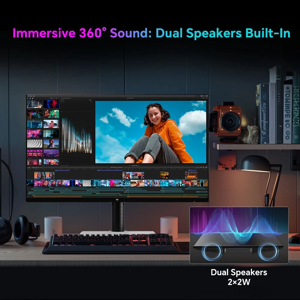 KTC H27T6 Gaming Monitor, 27 inch 2560*1440 Fast IPS Screen, 210Hz Refresh Rate, 1ms GTG Response Time, HDR400, FreeSync & / G-Sync, Low Blue Light & Flicker-Free, Built-in Dual 2W Speakers, Flexible Stand & 100x100mm VESA Mount Supported