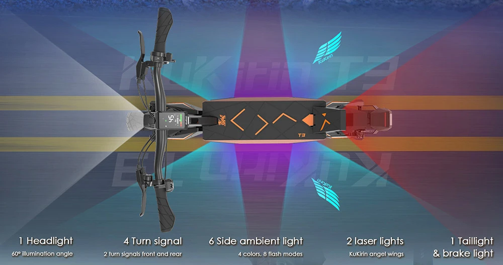 Trottinette électrique KuKirin T3, moteur 800 W, batterie 48 V 15,6 Ah, pneus 10 pouces, vitesse maximale 45 km/h, autonomie 58 km, freins à disque avant et arrière, amortisseur à quatre bras